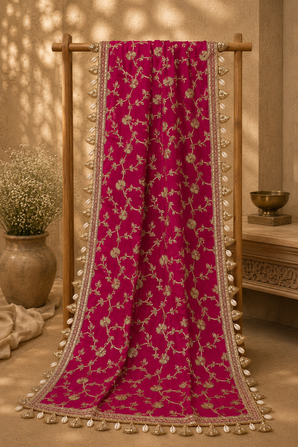 Mehr handcrafted Gota Patti Georgette Shagun Dupatta by Heer Saaj
